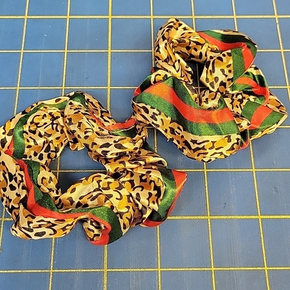 Bundle of 2 Hair Satiny Animal Print Scrunchies New
